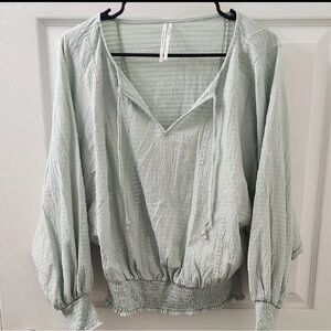 Anthropologie Light Sage Green Peasant Blouse